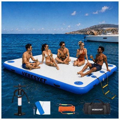 Inflatable Floating Dock with Soft Ladder, 6 inch Thick Non-Slip Inflatable D...