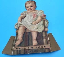 c 1900 Mellin's Baby Food Co Die Cut Stand-Up Victorian Advertising Boston MA