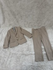 Class Club Boys Beige Linen Blend 2pc Suit Set 6 Notch Lapel Wedding Formal