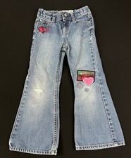Oshkosh Embroidered Denim Jeans Adjustable Waist Flared Girls Size 5