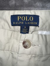 Polo Ralph Lauren Chino Pants Kids Size 14 Khaki Straight Preppy Fall Fit26x22.5