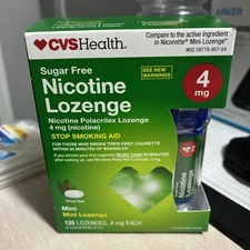 CVS Health Nicotine Lozenge 4mg Mint Mini 135 Ct Stop Smoking Aid Sugar Free FS