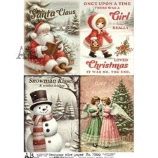 Christmas Sign Quad #7266 | A4 Rice Paper | Paper for Decoupage | AB Studios