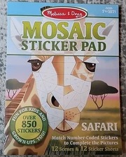 Book Activity Safari Mosaic Sticker Pad Ages 7 to 107 Melissa & Doug  NEW