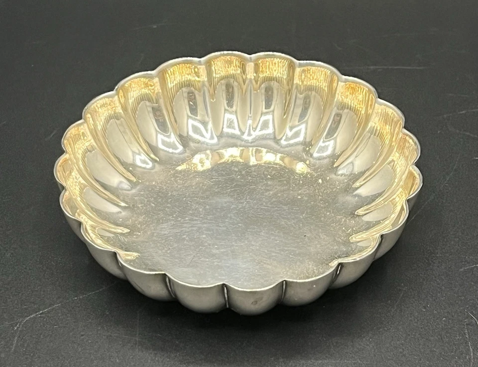 Coupelle art déco en métal argenté Wiskemann Belgique Ø9 cm - Photo 4/4