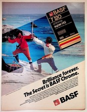 BASF T 120 VHS Video Cassette Ad 1986 Vintage Magazine Print Pirate Theme