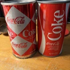 2) Coca-Cola cans Vintage Diamond Pattern, juice tab ribbon