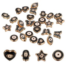 30 Pcs Evil Eye Beads Bulk Loose Spacer Beads, Black