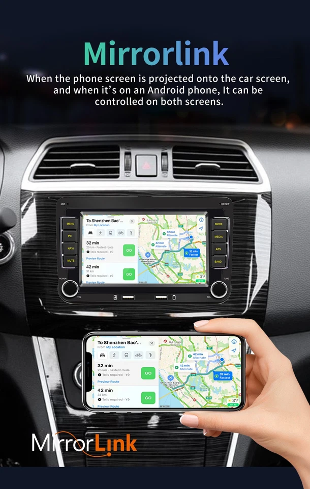 7" Car Stereo Radio GPS Apple Carplay Android 14 For VW Volkswagen Jetta Passat - Image 3 of 4