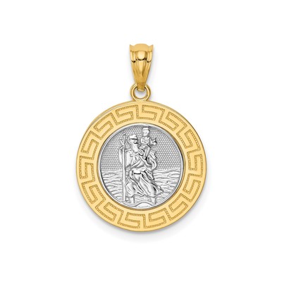 14k Gold Heiliger Christophorus Medaille Reiseschutz religiös Anhänger Halskette