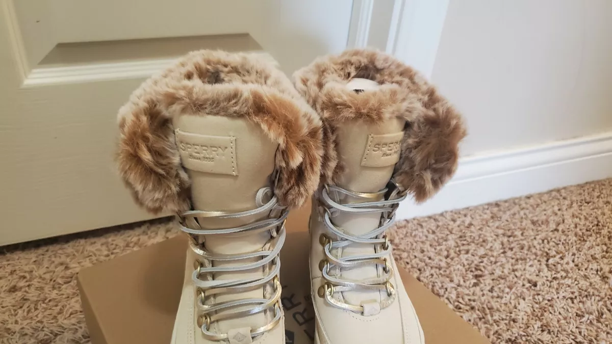 NEW Sperry Women Torrent Waterproof Suede Faux Fur Trim Winter