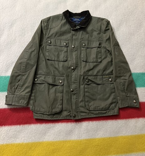 Youth Large Polo Ralph Lauren Waxed Cotton Jacket Barbour Belstaff Extra Small