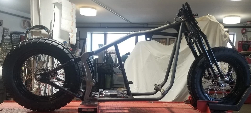 Black Adventure Bobber Softail Frame Antique Springer Rolling Chassis Kit - Image 4 of 4