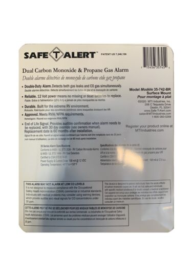 MTI Industry Safe-T-Alert Propane Carbon Monoxide Gas Detector Camper Boat RV - Foto 21 di 27