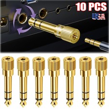 10pcs 6.35mm 1/4'' Male to 3.5mm 1/8'' Female Stereo Audio Jack Adapter USA