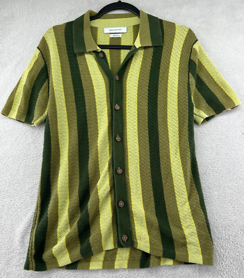 Urban Outfitters Shirt Mens Small Knit Green Striped Short Sleeve 