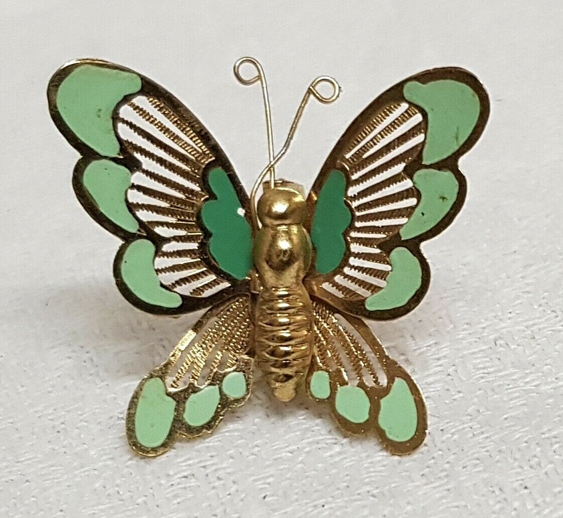 Broche Pendentif Vintage Papillon Métal Doré - Occasion - Décoration