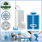 Disposable Toilet Brush Set with 24 Refills Wall-Mounted Bathroom Cleaning Su...