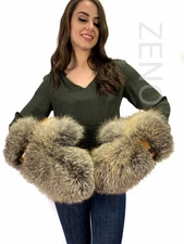 Giant Golden Island Fox Fur Mittens Saga Furs Full Fur Winter Gloves