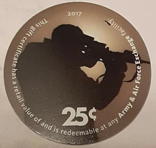 KL # M611,  16H25   AAFES Pog  2017 U.S. ARMY Money Very Fine