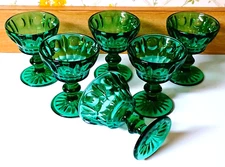 Colony Liquor Cocktail Glasses Classique Green Vertical & Dot 4 1/8" H Set of 6