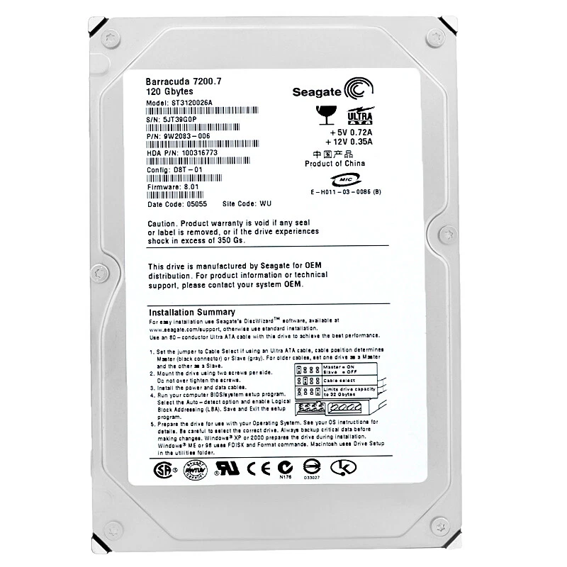 Lot De 2 Disques Durs Internes 80 Go 3.5'' IDE - Seagate & WD - ATA - Voir Détail