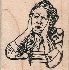 Distressed Lady 2 x 2" Rubber Stamp, Woman Stamp, Lady Stamp