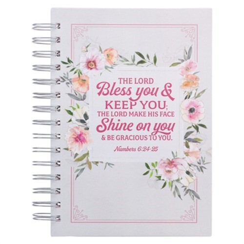 Christian Art Gifts Journal W/Scripture Bless You Num. 6:24-25 Bible Verse Flora