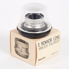 E ROKKOR MINOLTA ENLARGING LENS 50mm f/4.5 39mm SCREW FIT In BUBBLE & BOXED MINT