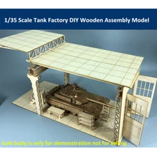 1/35 Scale Tank Factory Garage Repair Shop Scene DIY Wooden Assembly Model New
