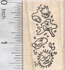 Germ Collection Rubber Stamp, Virus, Bacteria, Microorganism, D29404 WM