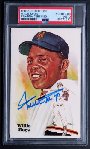 Willie Mays Signed Autograph Perez Steel Postcard PSA San Francisco Giants - Picture 1 of 2