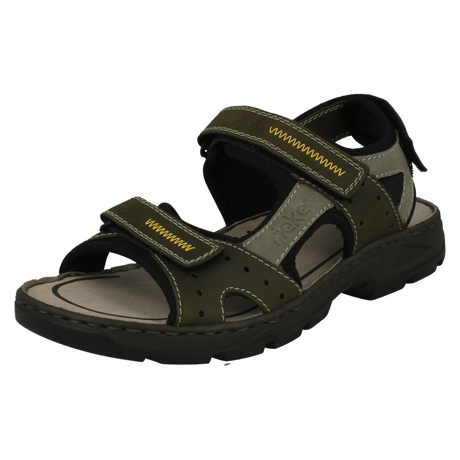 Da Uomo Rieker 26157 combinazione Verde Sandali Cinturino SINTETICO