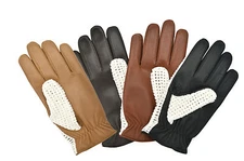 Classic Driving Gloves Crochet String Back Real Leather Chauffeur Unlined