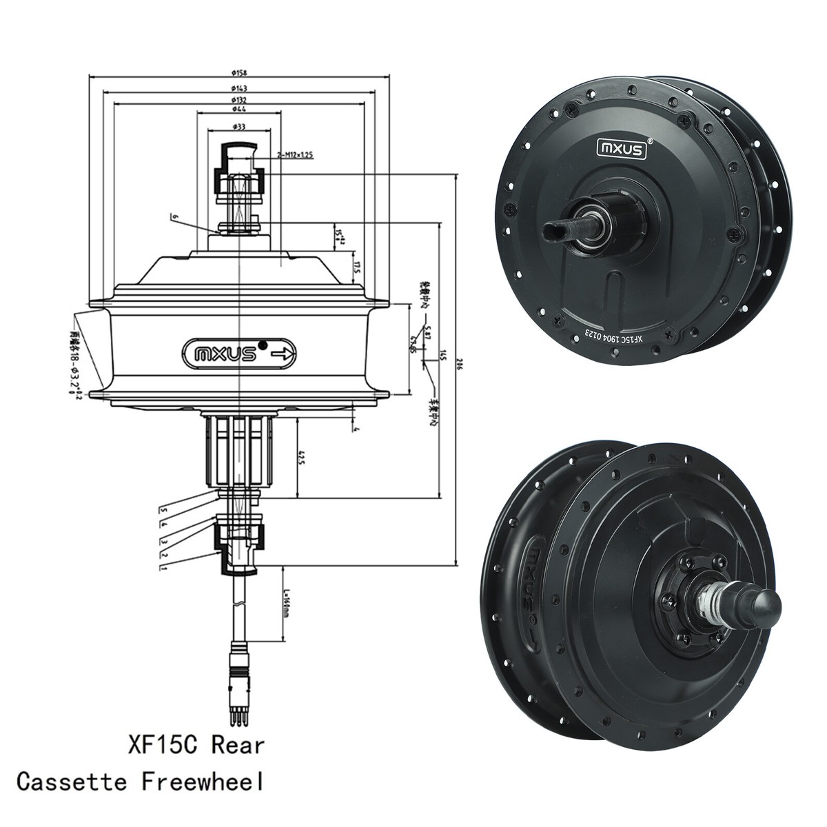 MXUS フル電動自転車　250w ハブ　モーター electrical bicycle E-bike Motor MXUS 36V 250W 350W 48V 500W