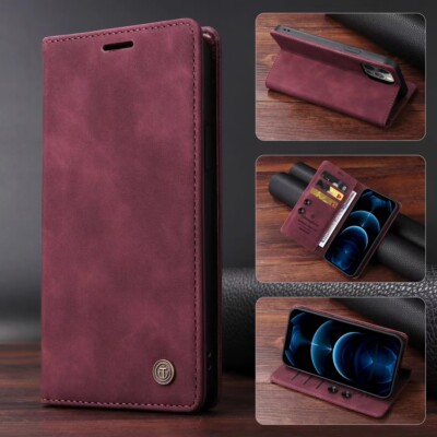 Leather Magnetic Wallet Phone Case For iPhone 16 15 14 13 12 11 Pro Max XR 7 8