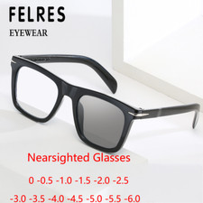 Retro Square Photochromic Myopia Nearsighted Glasses For Men Women Sunglasses