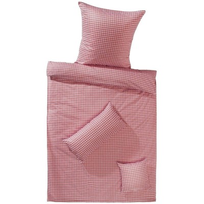 Lorena Landhaus Bettwäsche Mini Karo Rot 200x220 + 2 Kissen 40x80 cm NEU