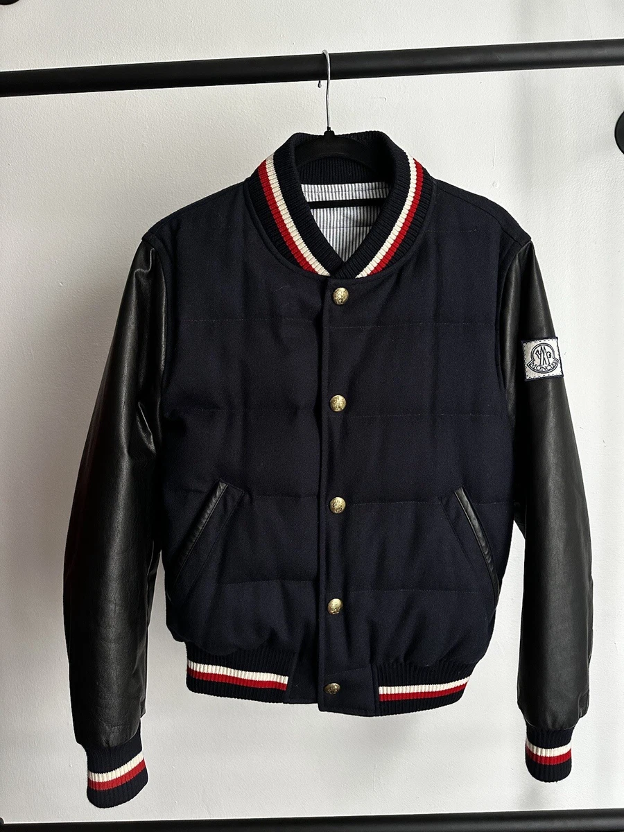 Moncler Gamme Bleu Thom Browne Leather Sleeve Bomber - SIZE 1 | eBay