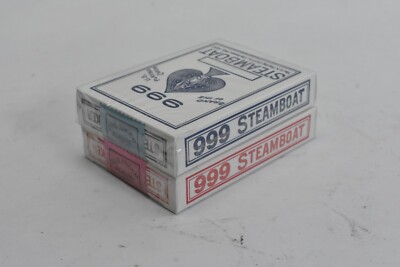 Steamboat 999 Gilded 2 Deck USPCC Playing Card Deck Red & Blue