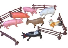 Farm Animals and Fence Toy Pigs, Goats, Sheep, Chicken Custom Lot