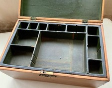 VINTAGE NEEDLEWORK BOX JEWELLERY TINKET BOX INNER TRAY BRASS INSERTS