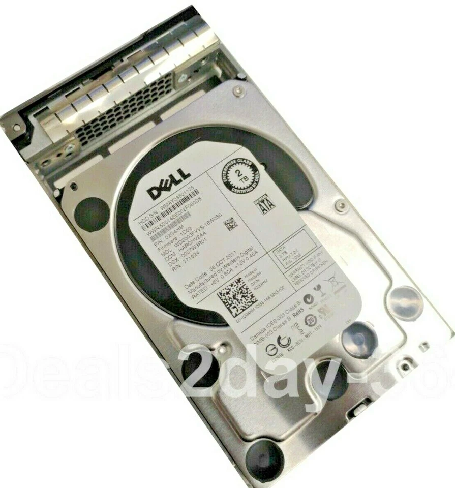Dell 2G4HM 02G4HM 2TB 7.2K RPM 3Gb/s 3.5" SATA Hard Drive W/TRAY - Image 2 of 4