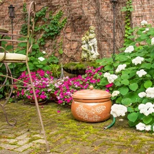 150 Ft. Bird Motif Hose Holder | Lid with Container Pot Metal Brown Garden Ft