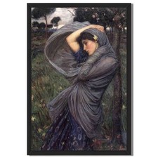 Wind Blown Woman Framed Canvas Print Vintage Portrait Wall Art Home Decor