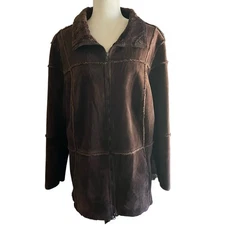 Vintage Y2K Chocolate Brown Suede Shearling-Style Coat Westbound II Women’s 1X