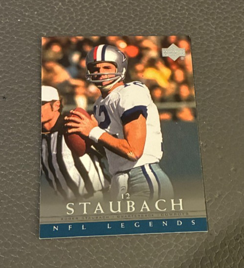 Roger Staubach #16 Football Cards 2000 Upper Deck Legends trading card — raw and PSA graded price guide