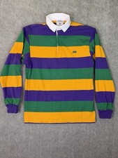 Perlis Mardi Gras Rugby Shirt Mens Purple Green Gold Striped Made in USA size XS