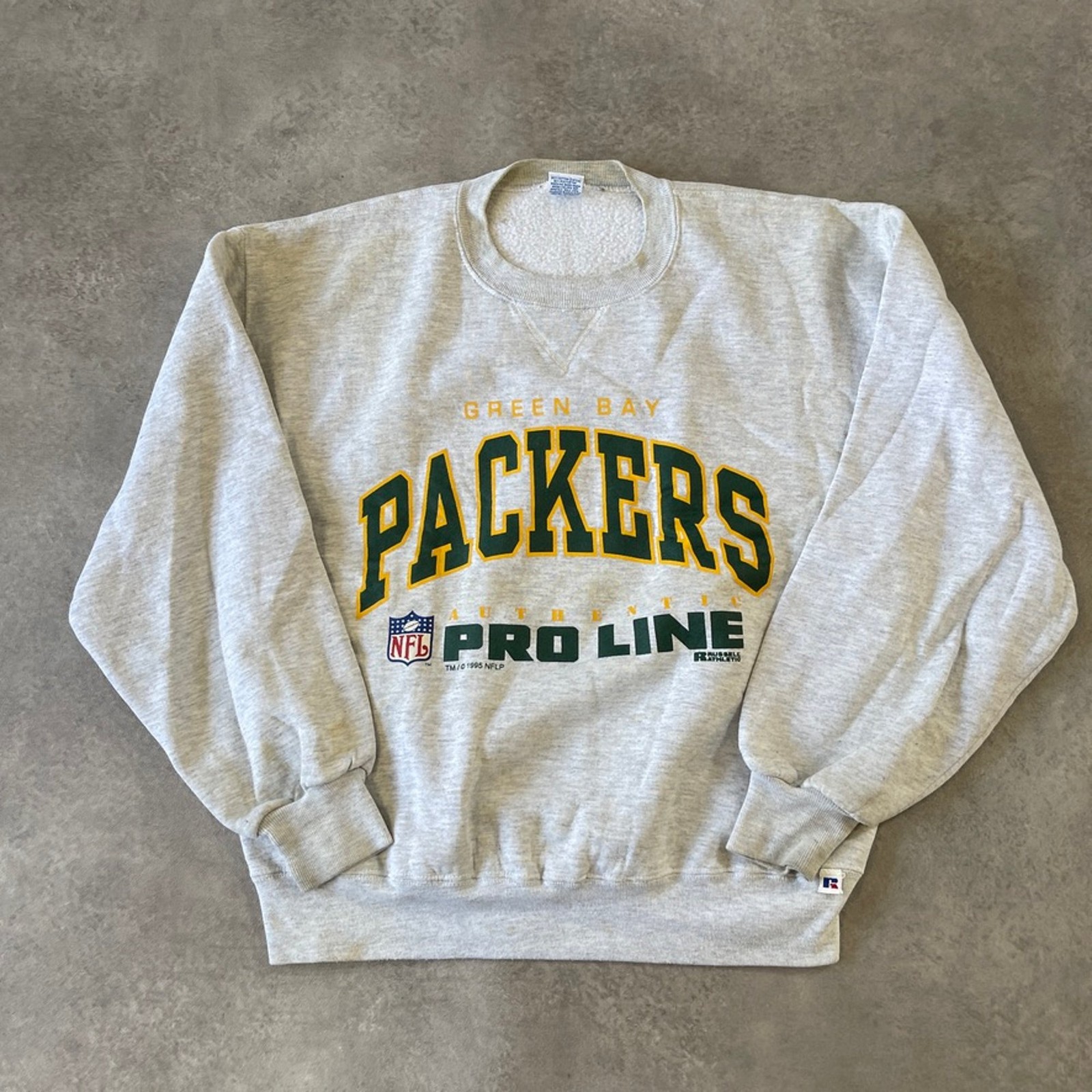 Russell Athletic Green Bay Packers Sweatshirt Mens Large Pro Line Jumper, Grey