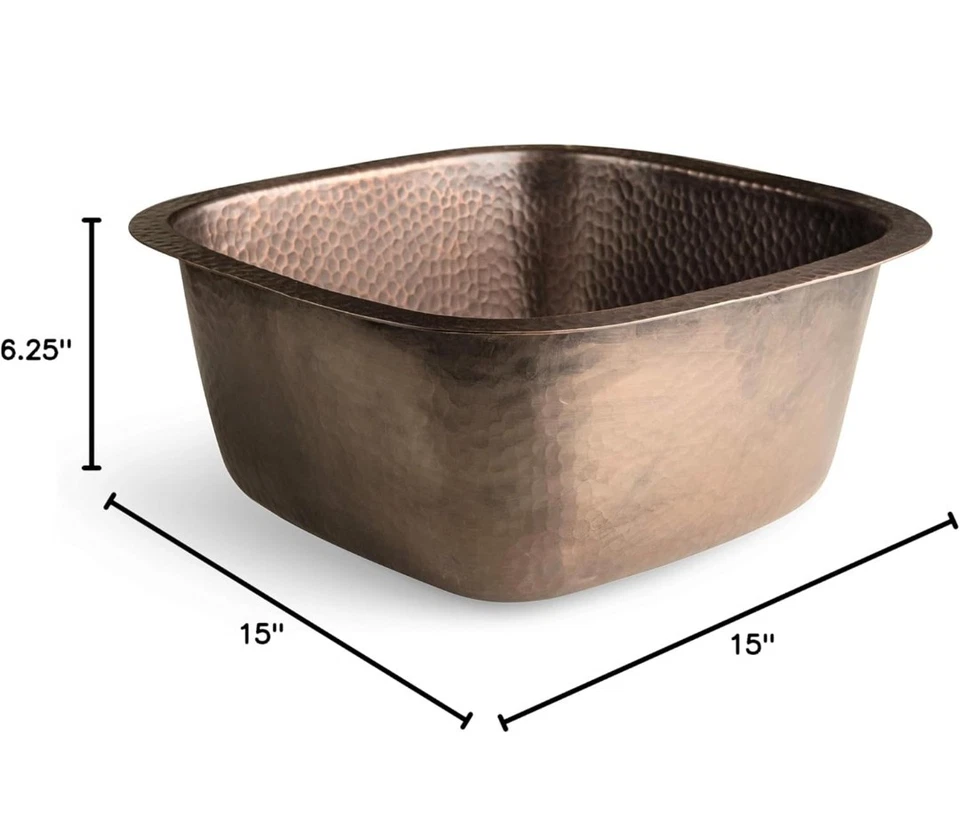 Monarch Abode 12 pulgadas martillado a mano cobre puro Atlas doble montaje fregadero Foto 3 de 4